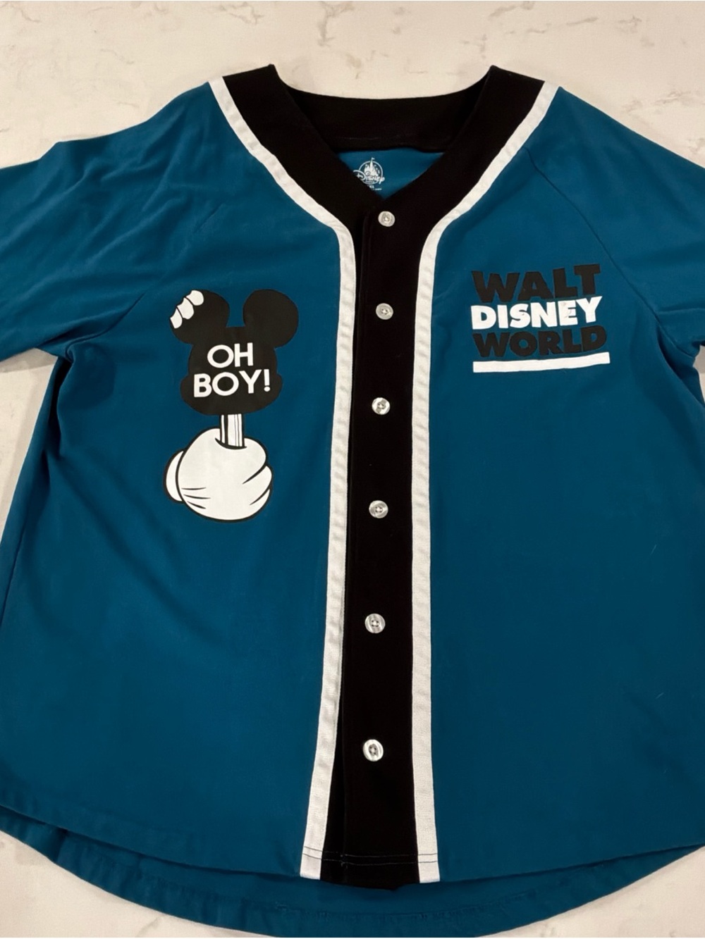 Disney Parks Baseball Jersey Men XXL Blue Mickey Ice Cream Short Sleeve